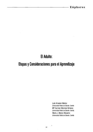 El adulto: Etapas y Consideraciones para el aprendizaje 