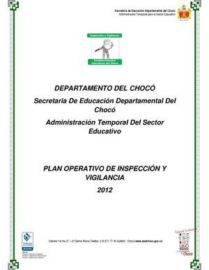 PLAN OPERATIVO INSPECCIÓN Y VIGILANCIA 2012