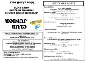 Programme CJ mars avril