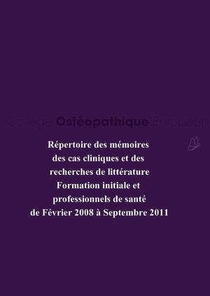 Répertoire des mémoires et cas cliniques du COE