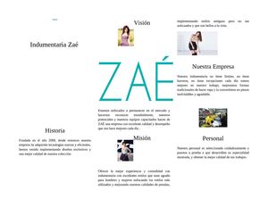 Folleto Indumentaria Zaé