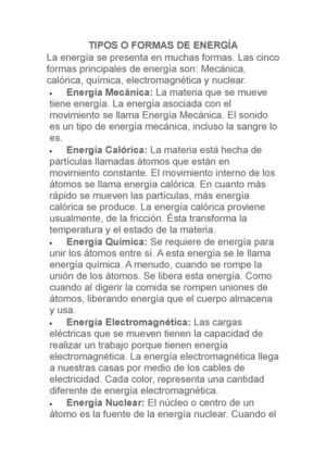 tipos o formas de energia