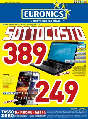 Volantino Euronics gruppo Tufano dal 23/3 al 31/03/2012