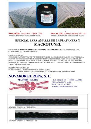 NOVAKOR cuerda invernadero macrotunel fresa, frambuesa, arandano y amarre platanera