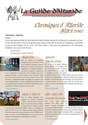 Newsletter La Guilde d'Altaride - Mars 2012