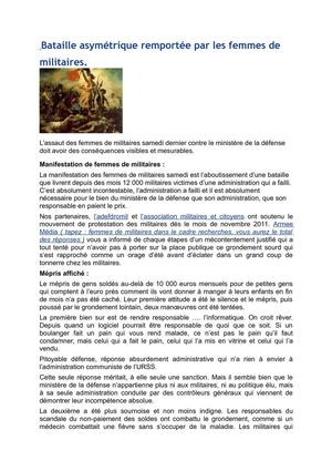 Bataille asymétrique remportée par les femmes de militaires