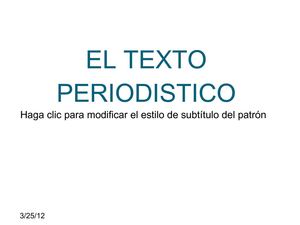 EL TEXTO PERIODISTICO Y SUS CARACTERISTICAS