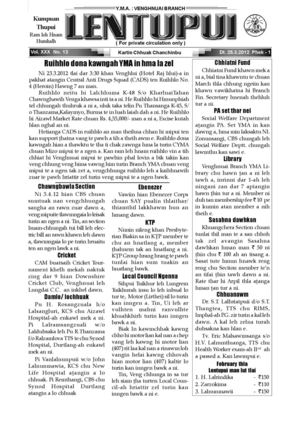 Venghnuai Branch YMA Chanchinbu : Lentupui 25 March