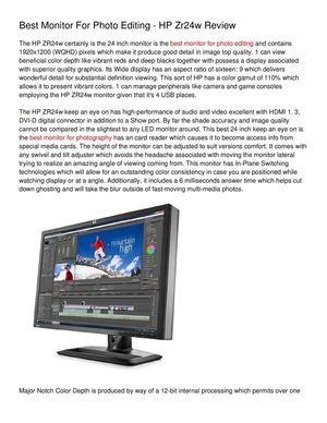 Best Monitor For Photo Editing - HP Zr24w Review