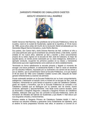 Biografía de Adolfo Venancio Hall Ramírez