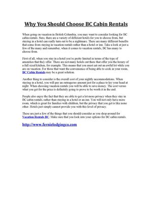 Why You Should Choose BC Cabin Rentals