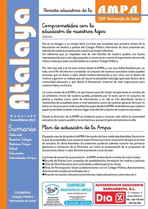 Atalaya nº 0 2012 | Revista Ampa CEIP "Hernando de Soto" Barcarrota