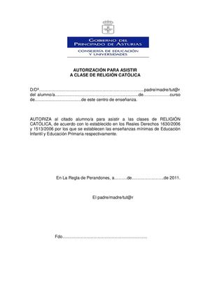 AUTORIZACIÓN RELIGIÓN