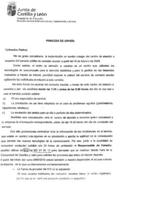 Información general sobre el servicio de comedor