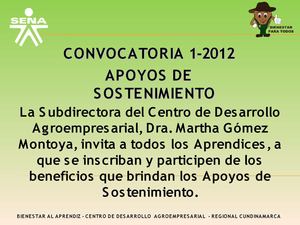 Convocatoria 1-2012 Apoyos de Sostenimiento