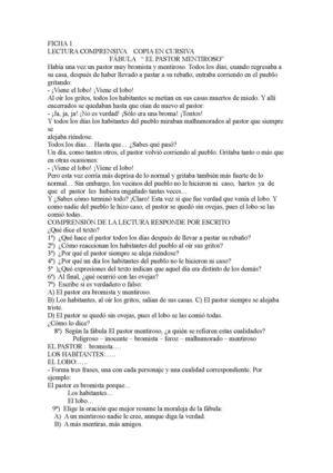 Lectura Comprensiva - Fichas