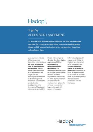 Hadopi, 1 an 1/2 après son lancement