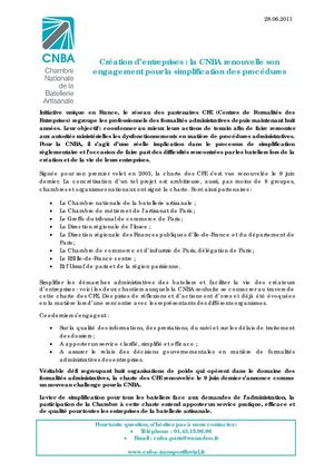 CP - Création d’entreprises : la CNBA renouvelle son engagement pour la simplification des procédures