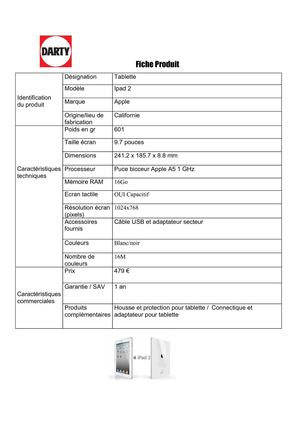 Fiche produit