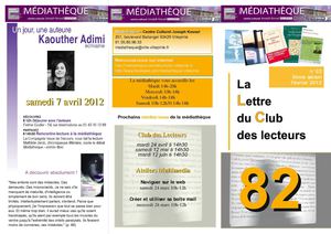 Club des lecteurs, février 2012, lettre 82