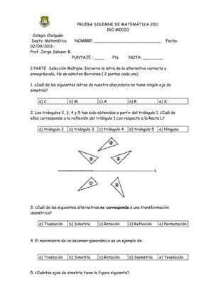 Evaluación primero Medio