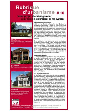 Rubrique d'urbanisme - Volet projet d'aménagement (Le programme municipal de rénovation)