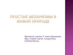 Простые механизмы в живой природе