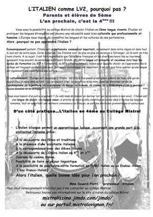 lettre aux parents 5 ème 2012