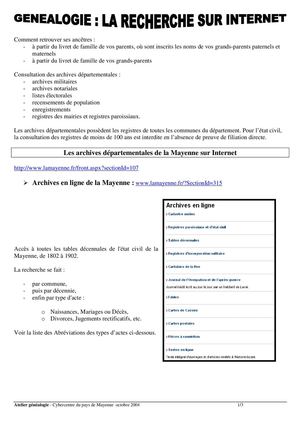2004 - La généalogie sur Internet