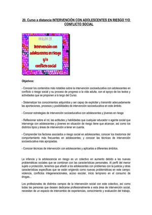 Intervencion con adolescentes en riesgo y conflicto social