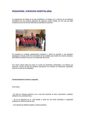 Pedagogia. Atencion Hospitalaria