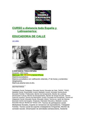 Curso Educador de Calle