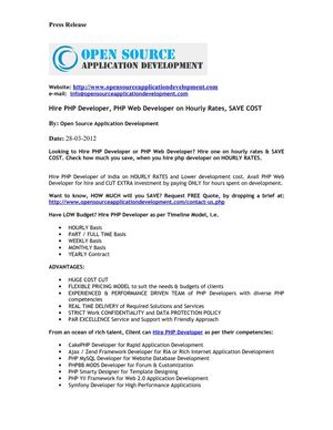 Hire PHP Developer, PHP Web Developer on Hourly Rates, SAVE COST
