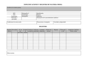 Documentación Materias Primas y Material Acondicionamiento
