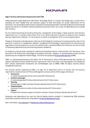 Align IT Services with Business Requirements with ITSM