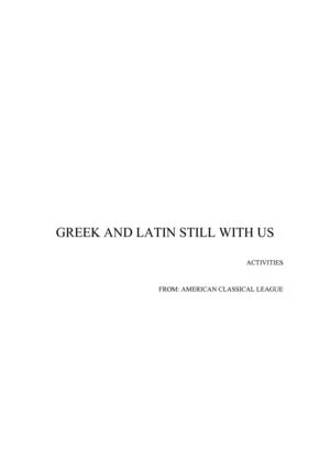 Greek and Latin still with us
