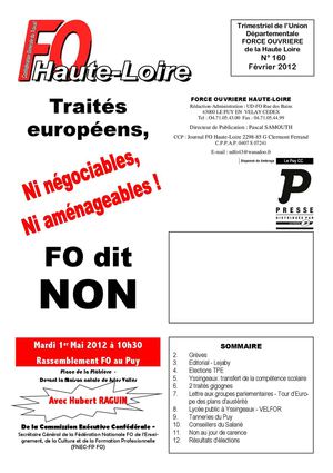 FORCE OUVRIERE HAUTE LOIRE n°160