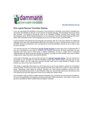 Hire a good German Translator Sydney