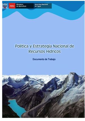 POLITICAS Y ESTRATEGIAS NACIONAL DE RECURSOS HIDRICOS