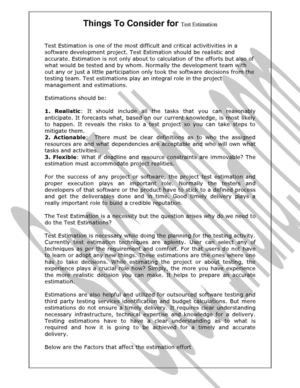 Things To Consider for Test Estimation