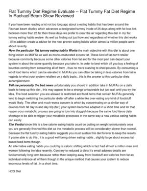 Flat Tummy Diet Regime Evaluate -- Flat Tummy Fat Diet Regime In Rachael Beam Show Reviewed