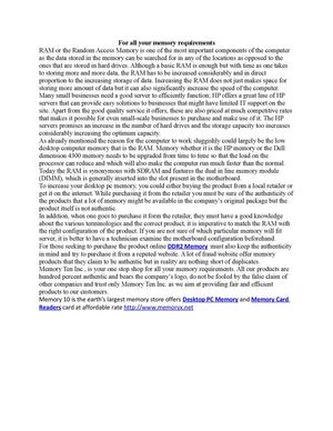 For all your memory requirements