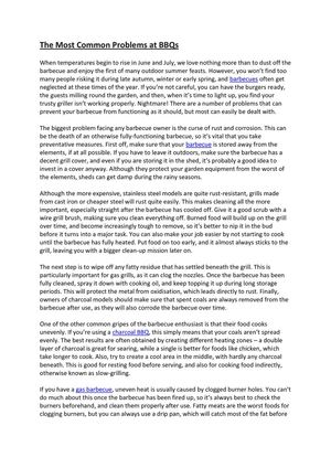 The Most Common Problems At Bbqs