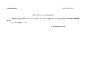 Info de dernière minute