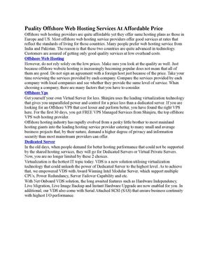 quality offshore web hosting services at affordable price