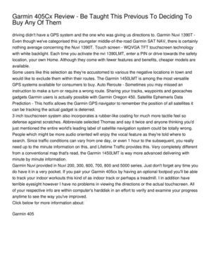 Garmin 405Cx Review - Be Taught This Previous To Deciding To Buy Any Of Them