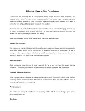 Effective Ways to Stop Foreclosure