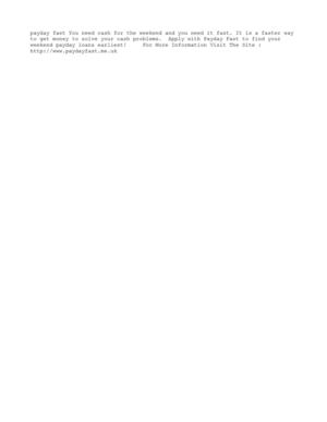 Weekend Payday Loans