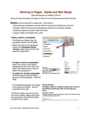 Pages Styles and Merge Handout