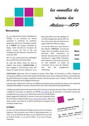 Nouvelles du réseau - mars - avril 2012